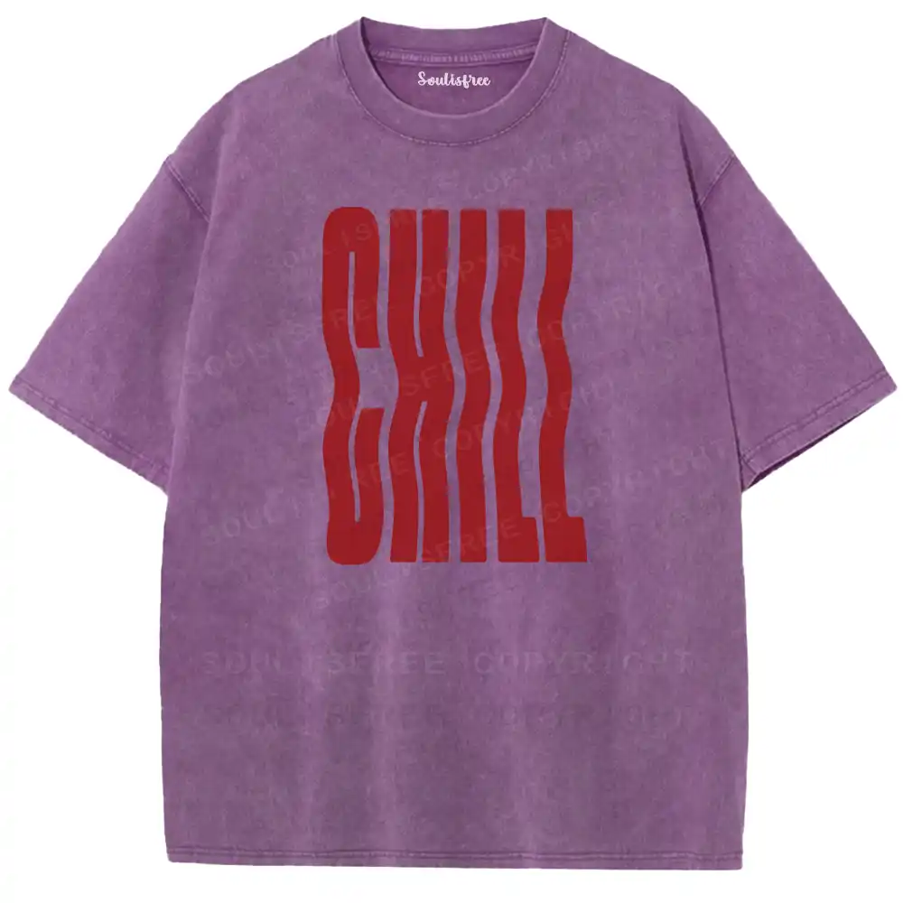 Chill Wavy Letter Washed T-shirt