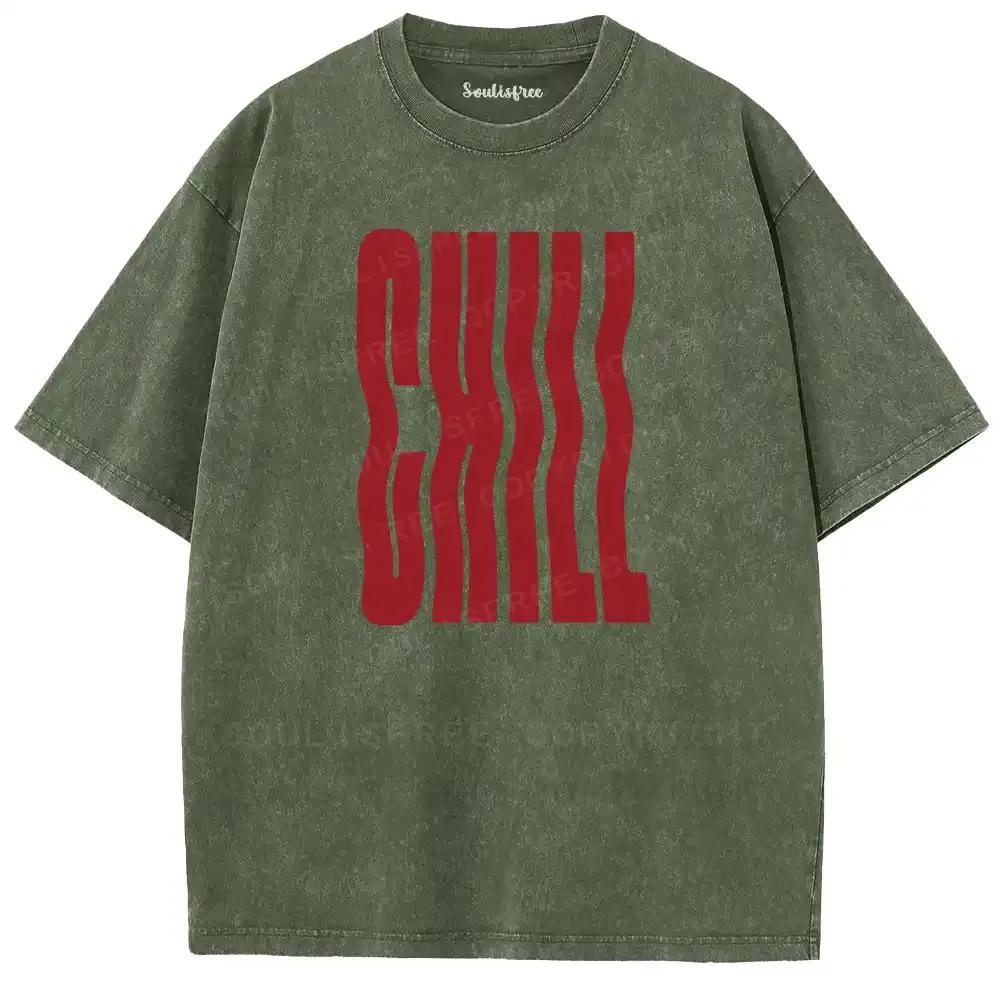 Chill Wavy Letter Washed T-shirt