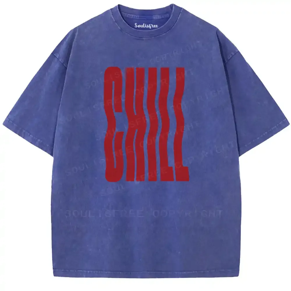 Chill Wavy Letter Washed T-shirt