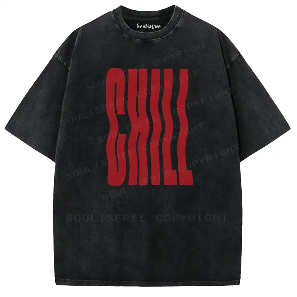 Chill Wavy Letter Washed T-shirt