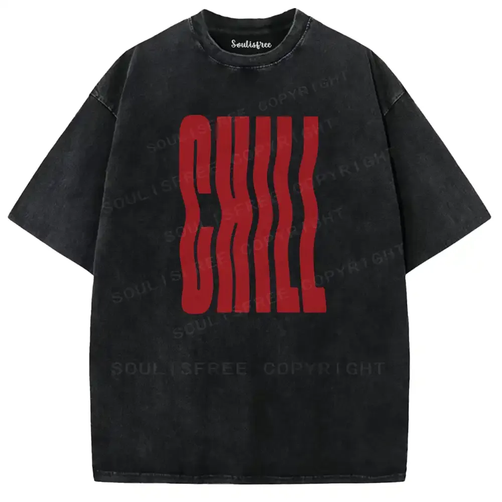 Chill Wavy Letter Washed T-shirt