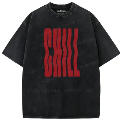 Chill Wavy Letter Washed T-shirt