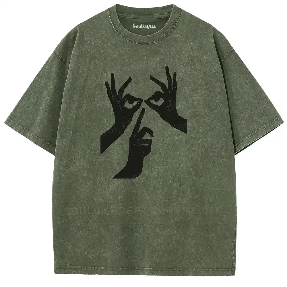 Hand-Eye Totem Occult Washed T-shirt
