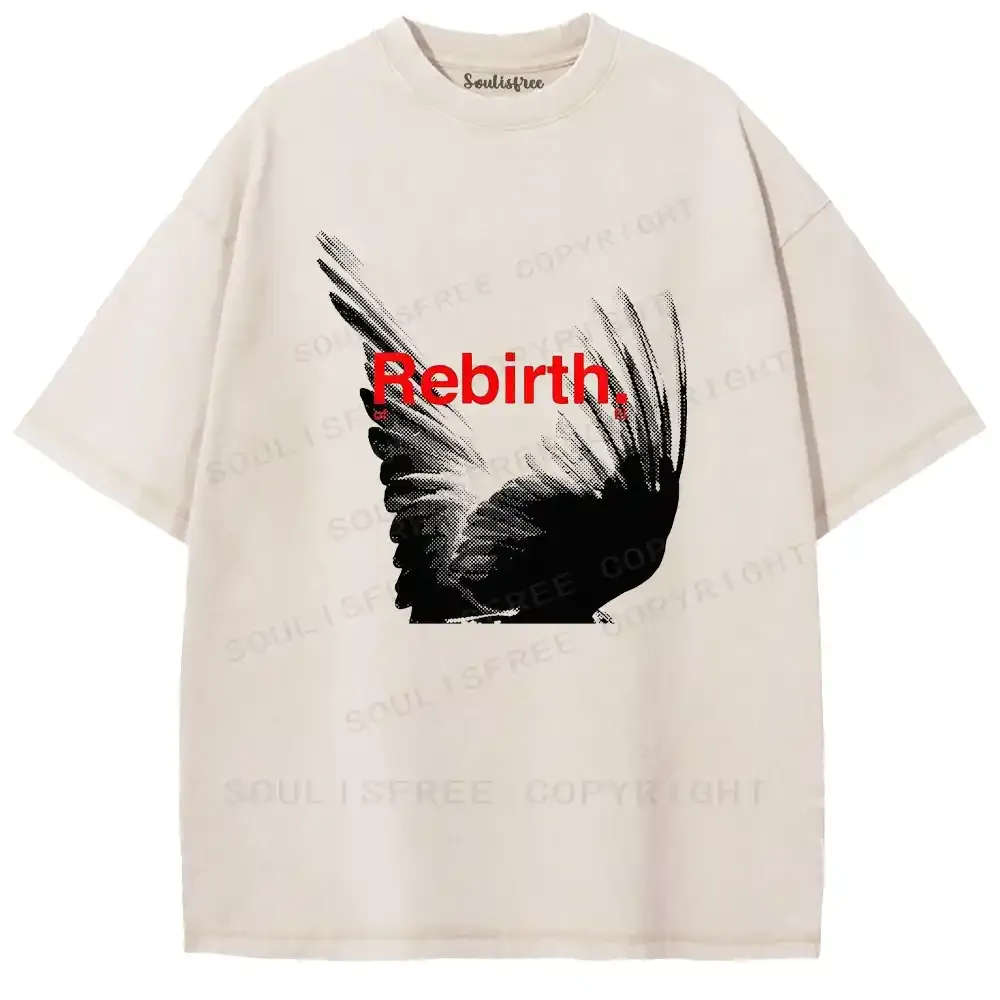 Rebirth Wing Motivational Washed T-shirt