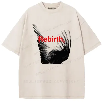 Rebirth Wing Motivational Washed T-shirt