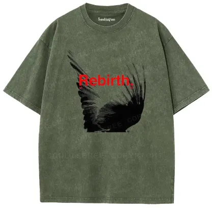 Rebirth Wing Motivational Washed T-shirt