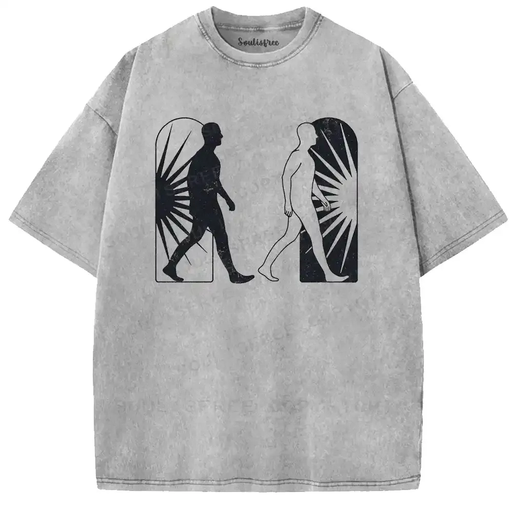 Binary Existence Graphic Washed T-shirt