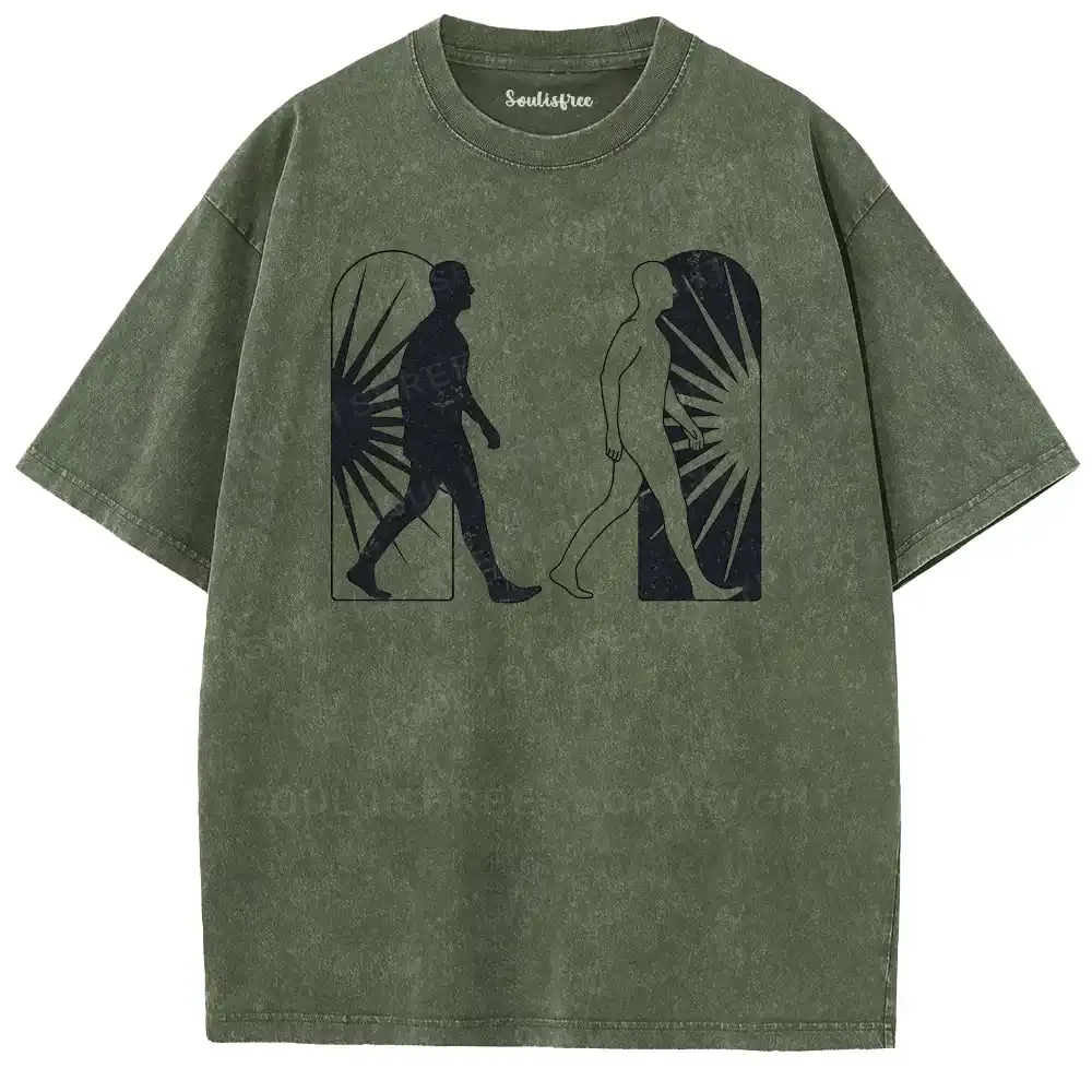 Binary Existence Graphic Washed T-shirt