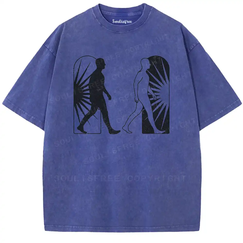 Binary Existence Graphic Washed T-shirt