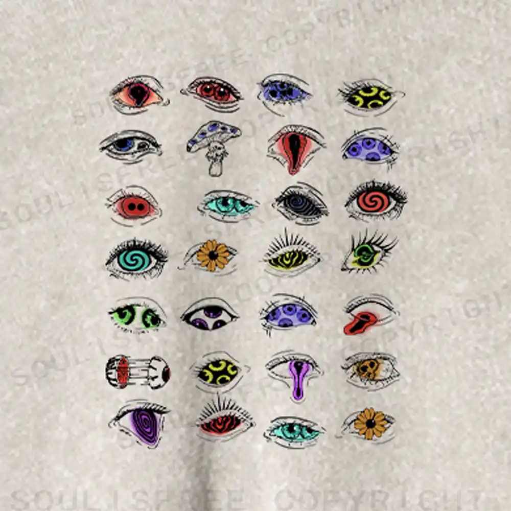 The Psychedelic Eyes Of All Beings Washed Cropped Sweatshirt