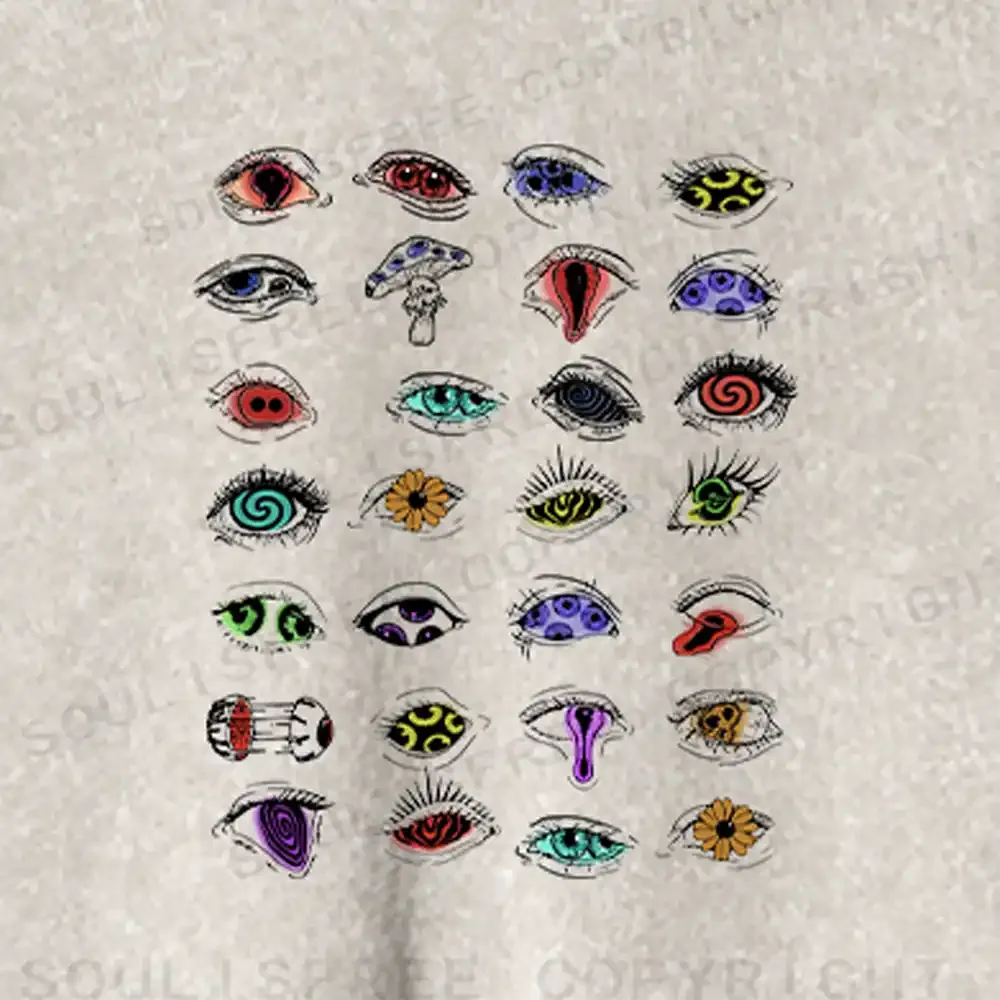 The Psychedelic Eyes Of All Beings Washed Cropped Sweatshirt