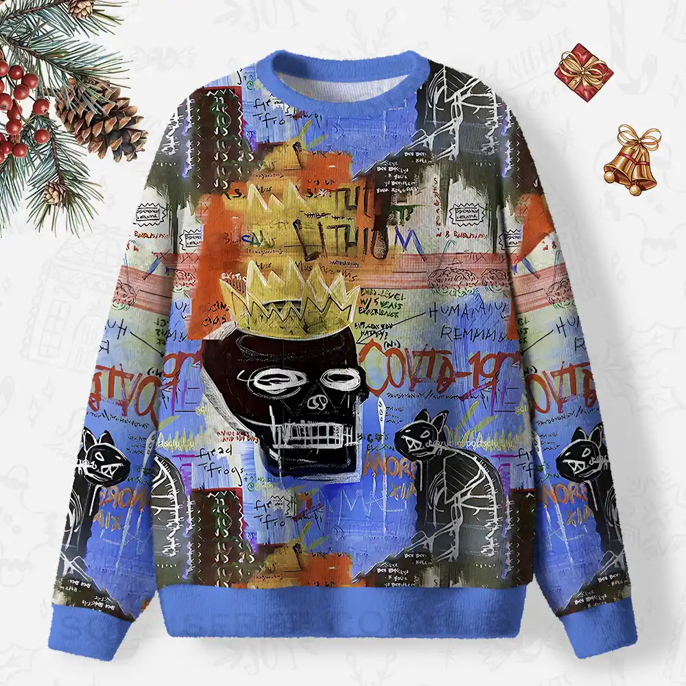 Crowned Skulls Ugly Christmas Knit Sweatshirt