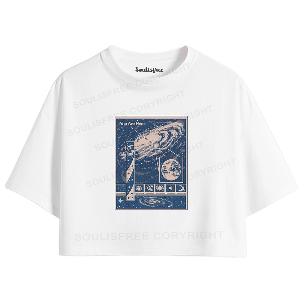 You Are Here Washed Space T-shirt Crop Top