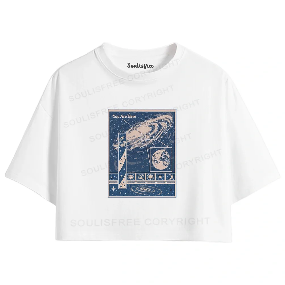 Designed You Are Here Washed Space T-shirt Crop Top