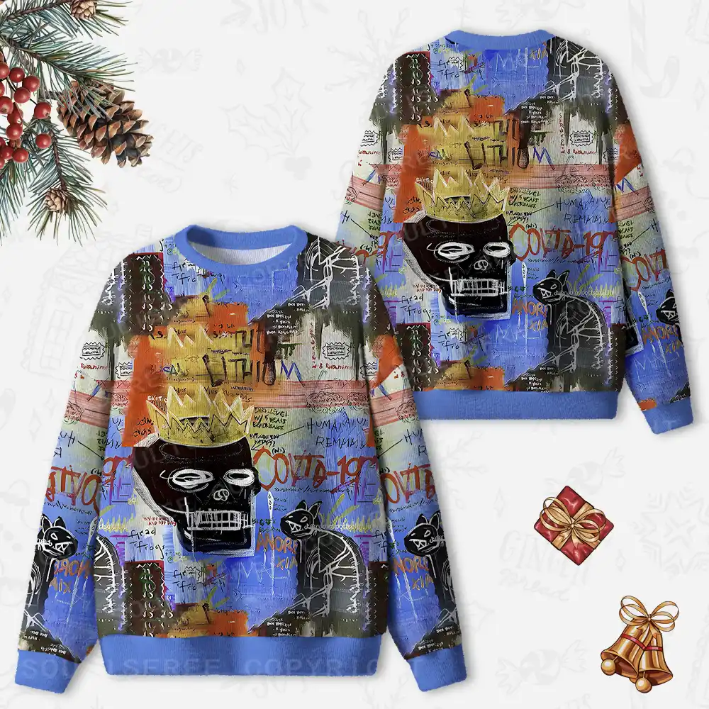 Crowned Skulls Ugly Christmas Knit Sweatshirt