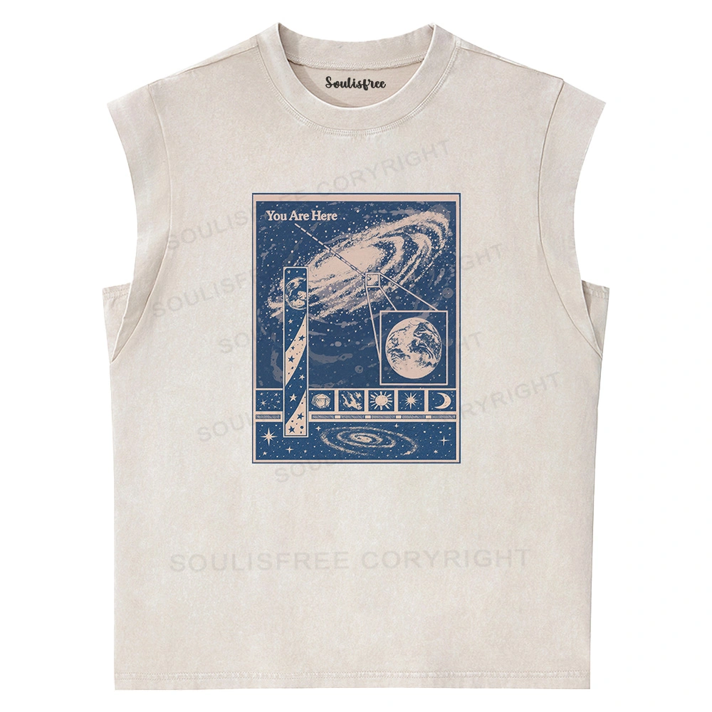 You Are Here Washed Space T-shirt Washed Tank Tops