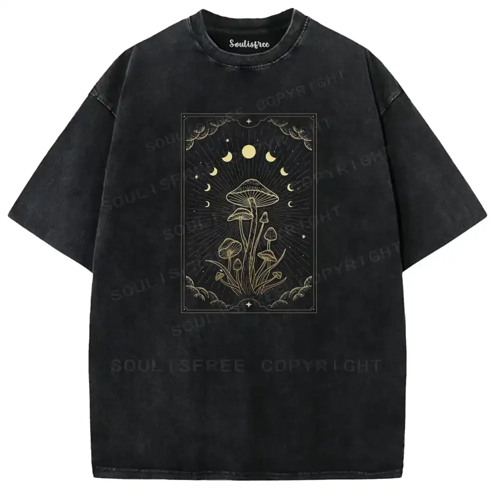 Lunar Phase Mushroom Washed T-shirt