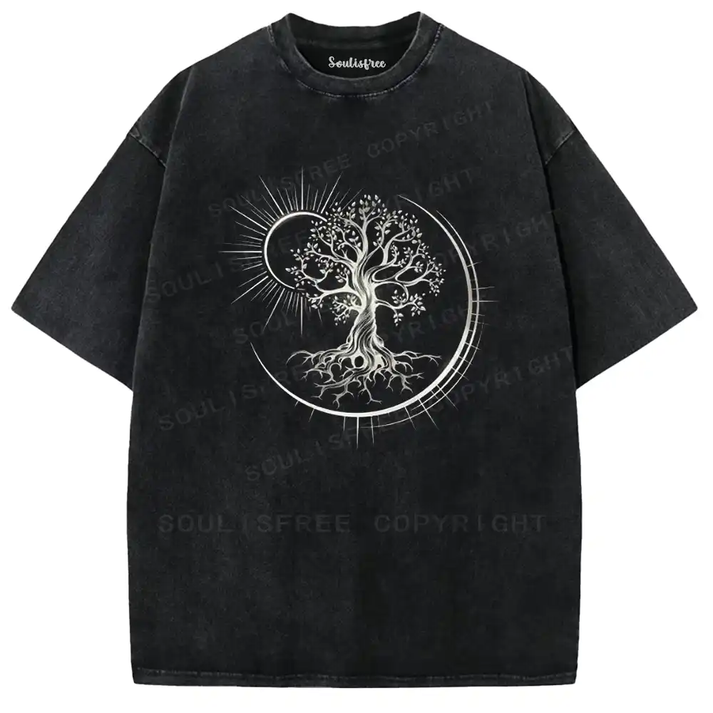 Sun-Moon Spirit Tree Washed T-shirt