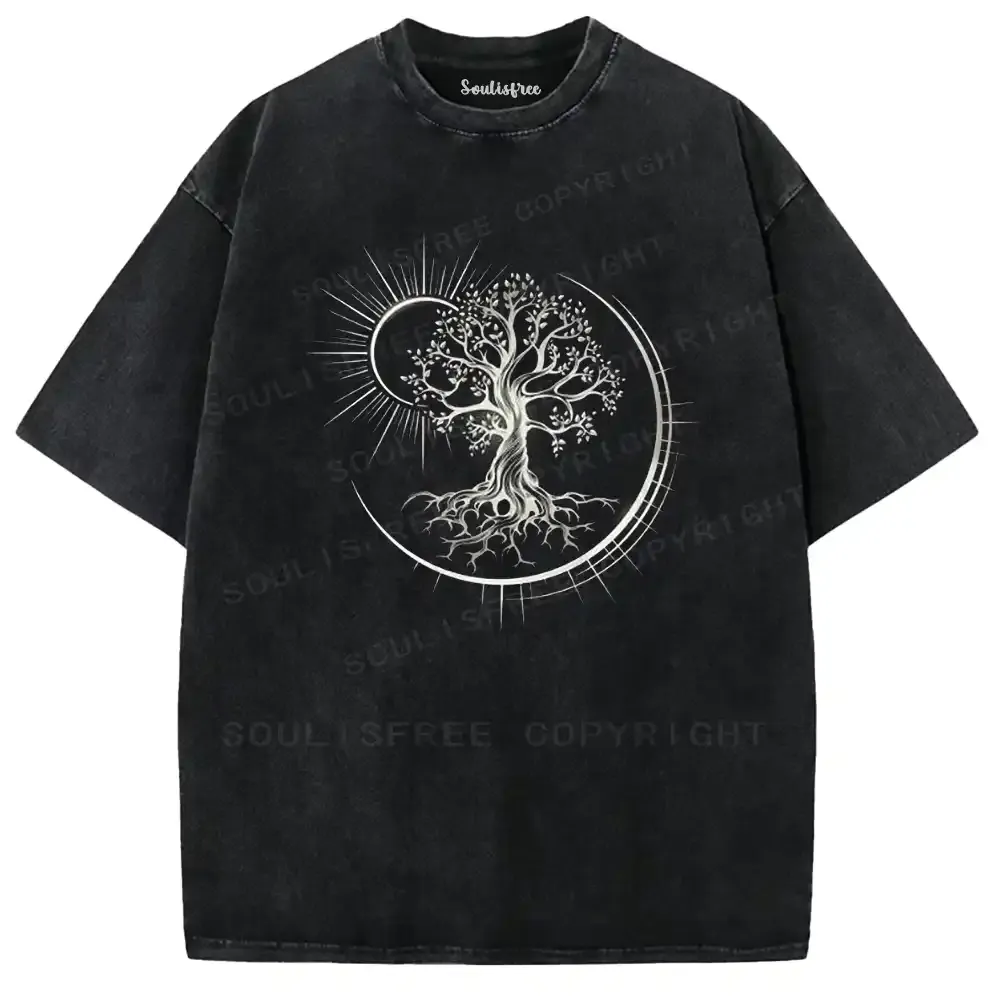 Sun-Moon Spirit Tree Washed T-shirt