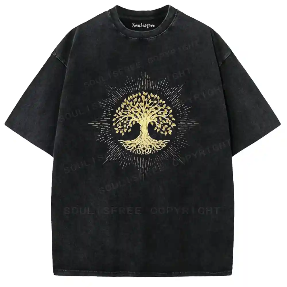 Golden Glow Spirit Tree Washed T-shirt