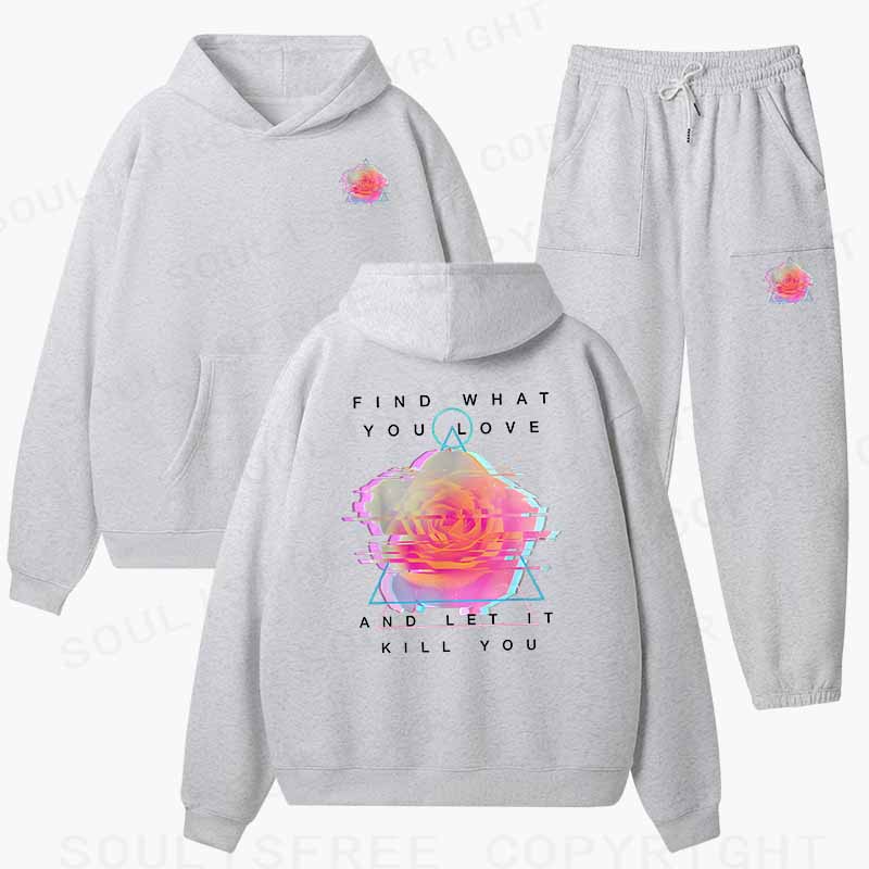 Soulisfree Glitch Bloom & Obsessed Love Cotton Fleece Hoodie Set