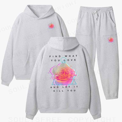 Soulisfree Glitch Bloom & Obsessed Love Cotton Fleece Hoodie Set