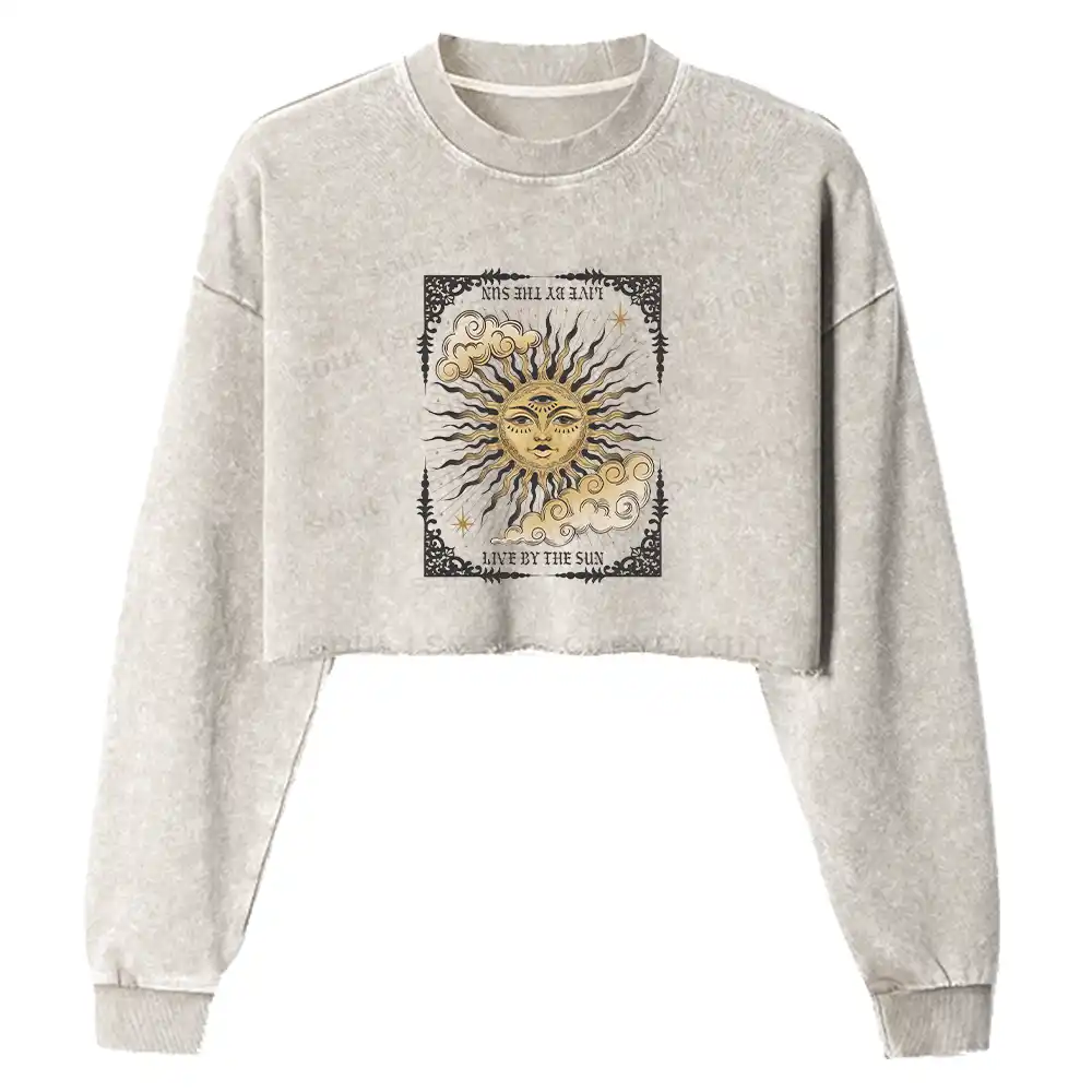 Living By The Sun Washed Cropped Sweatshirt