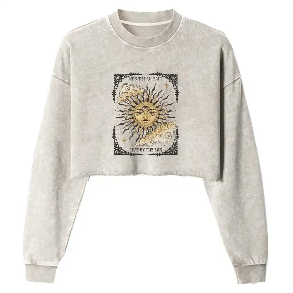 Living By The Sun Washed Cropped Sweatshirt