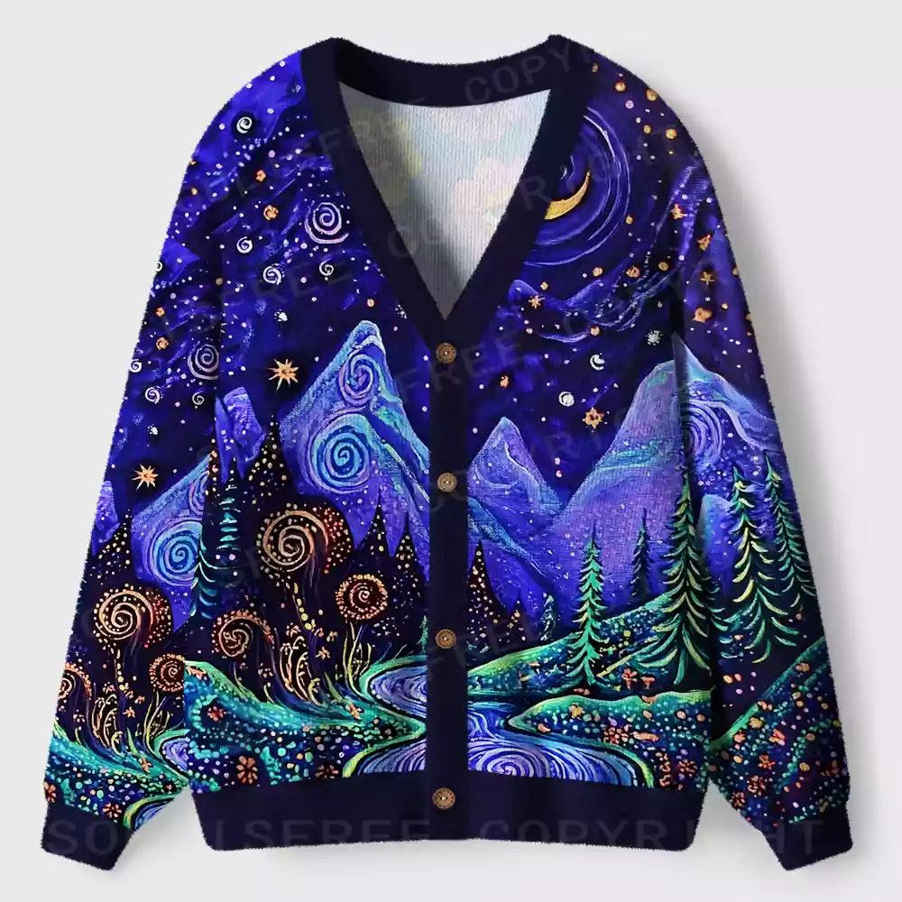 Starlit Dreamscape Ugly Cardigan Sweaters 