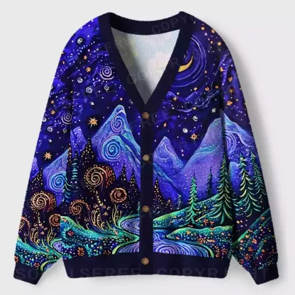 Starlit Dreamscape Ugly Cardigan Sweaters 