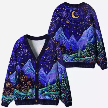 Starlit Dreamscape Ugly Cardigan Sweaters 