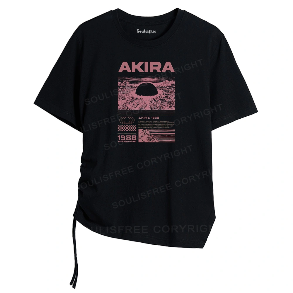 Destruction Asymmetrical Top With Side Drawstring