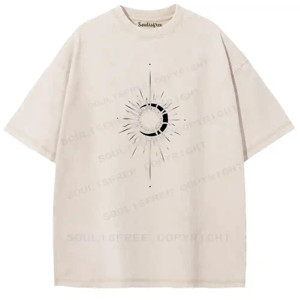 Radiant Moon Ring Minimalist Washed T-shirt