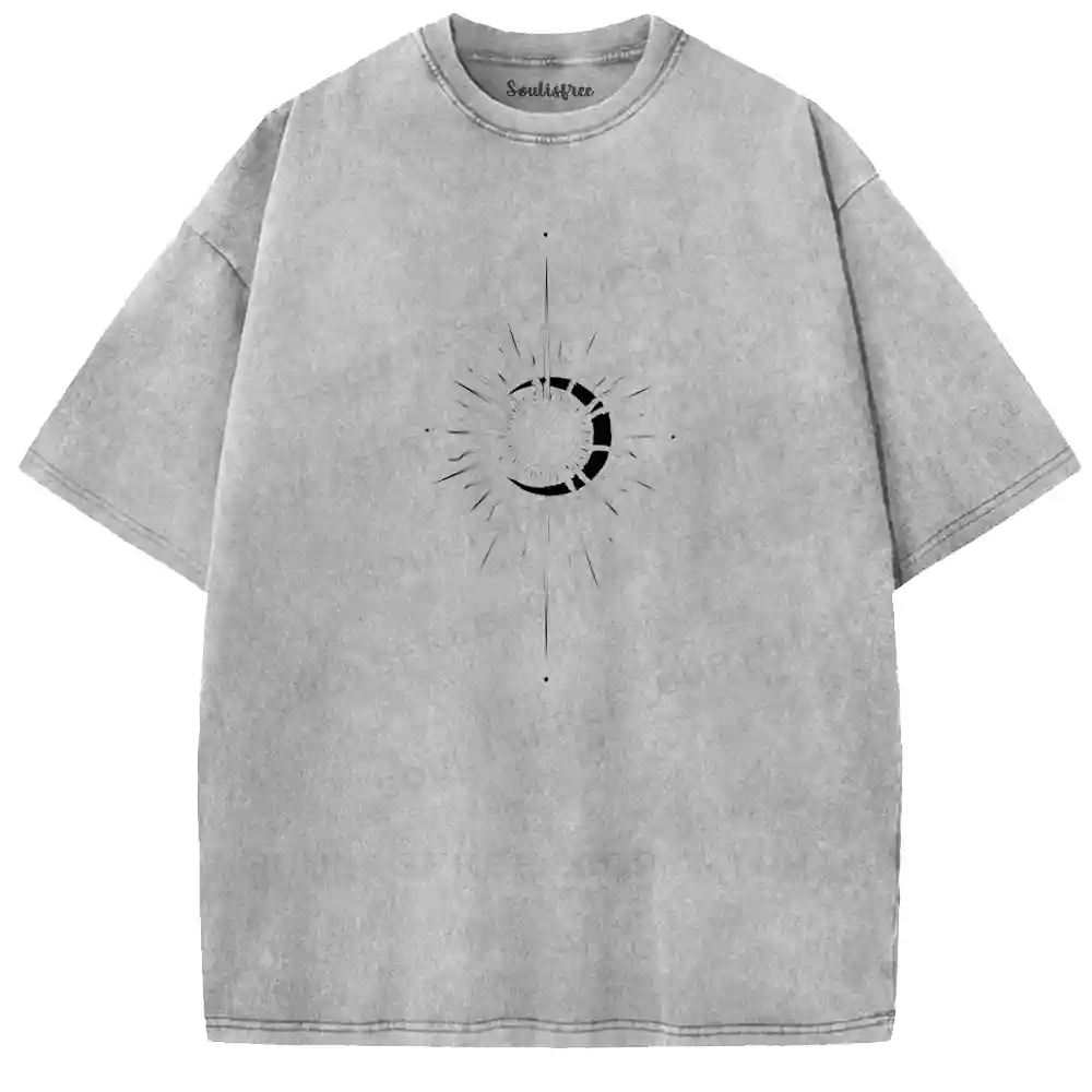 Radiant Moon Ring Minimalist Washed T-shirt