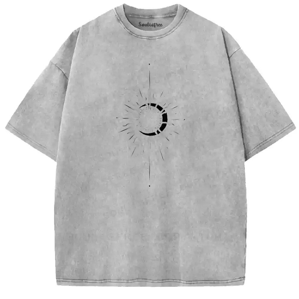 Radiant Moon Ring Minimalist Washed T-shirt