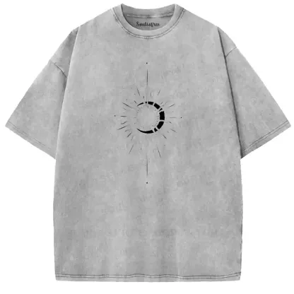 Radiant Moon Ring Minimalist Washed T-shirt