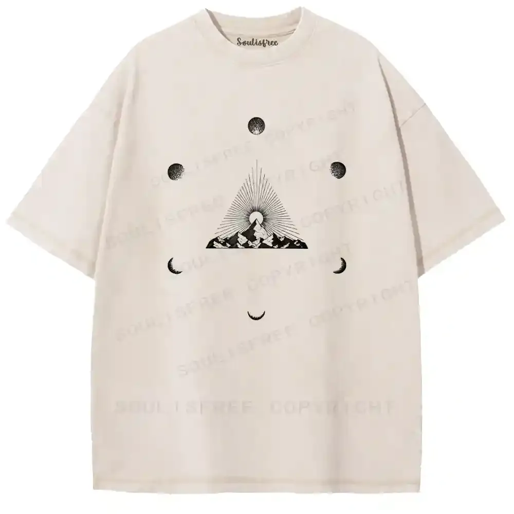 Sun-Moon Mountain Celestial Washed T-shirt
