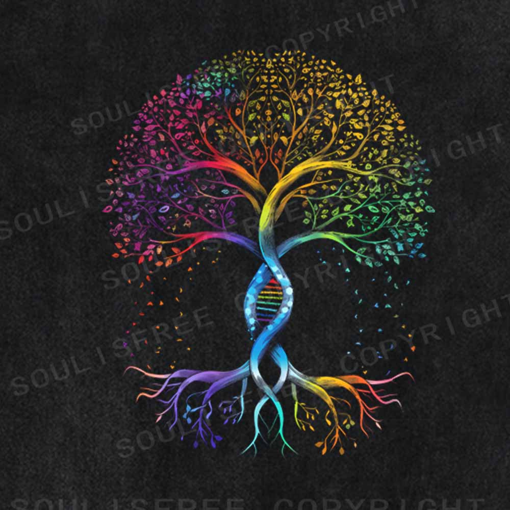 Soulisfree Rainbow DNA Tree of Life Washed Tee