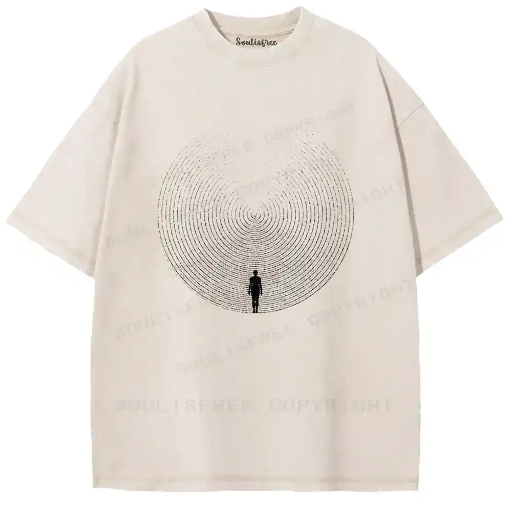 Swirl Ring Solitary Figure Washed T-shirt