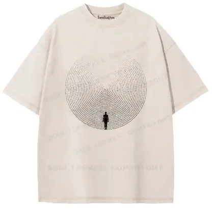 Swirl Ring Solitary Figure Washed T-shirt