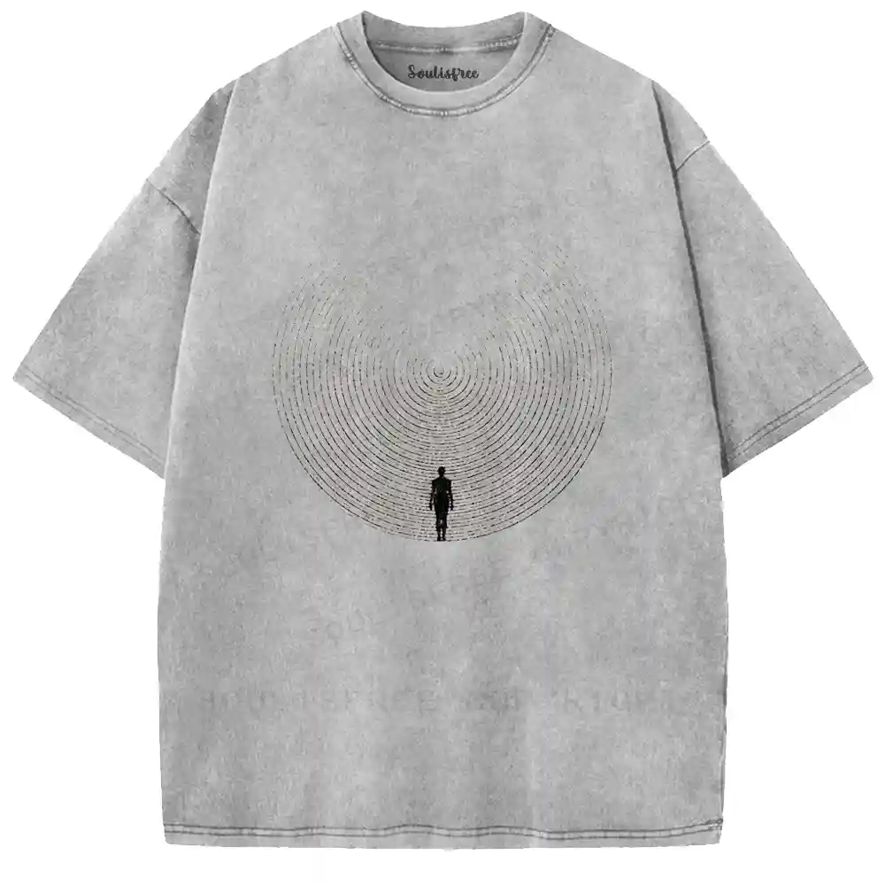 Swirl Ring Solitary Figure Washed T-shirt
