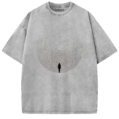 Swirl Ring Solitary Figure Washed T-shirt
