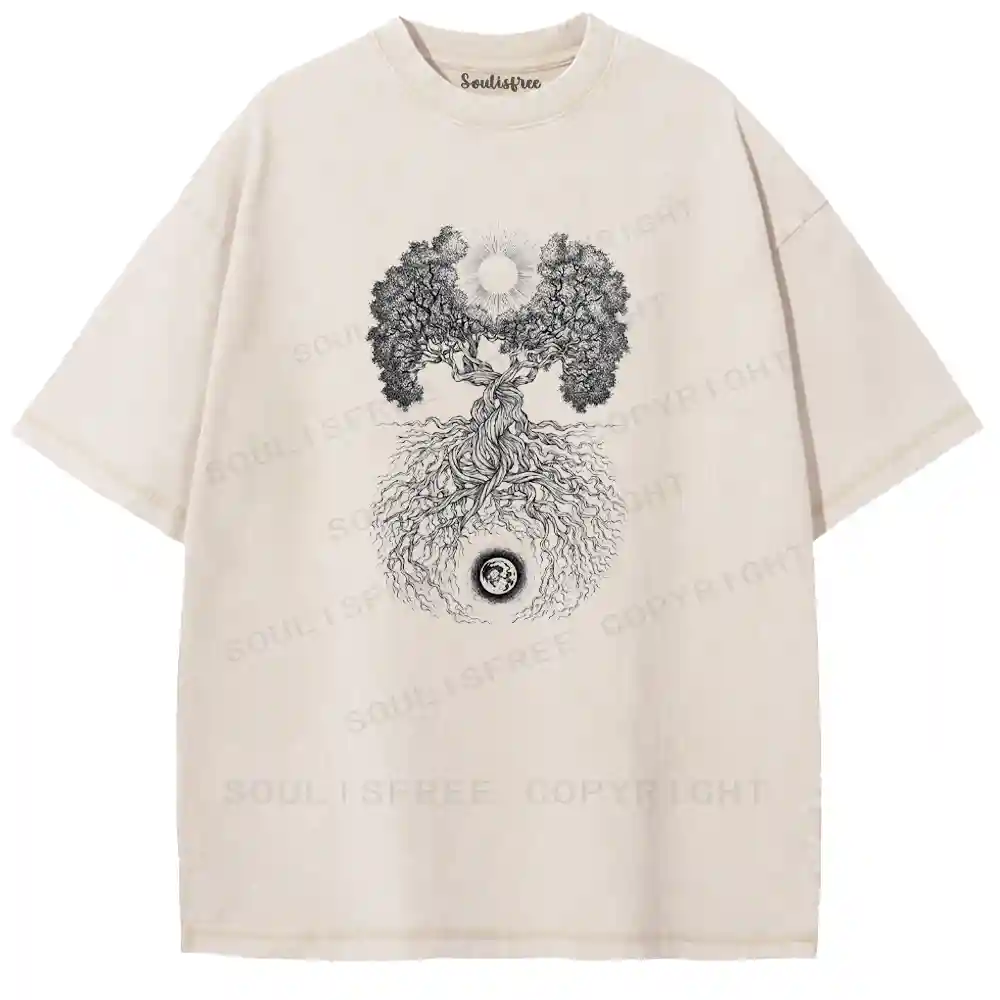 Solar-Lunar Tree Washed T-shirt