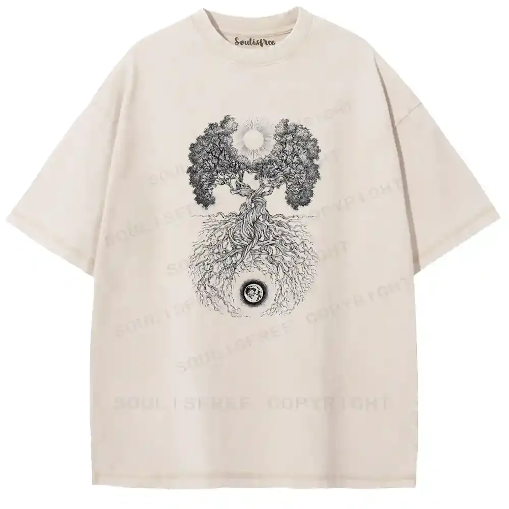 Solar-Lunar Tree Washed T-shirt