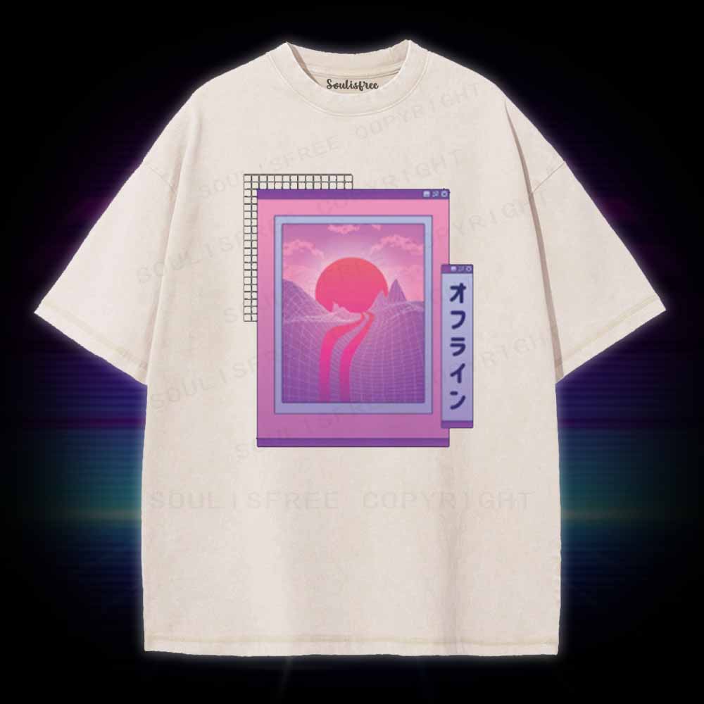 Soulisfree Vaporwave Japanese landscape Washed Tee