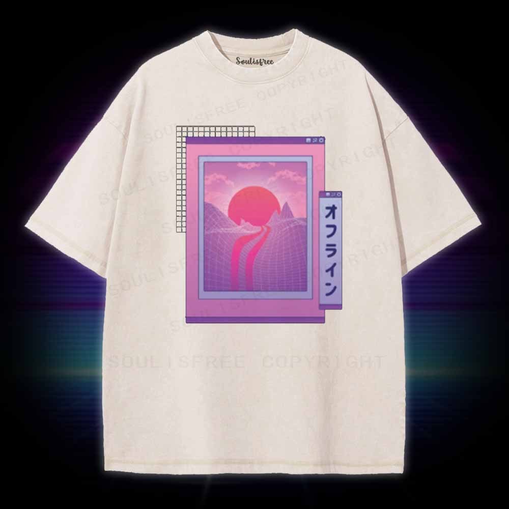 Soulisfree Vaporwave Japanese landscape Washed Tee