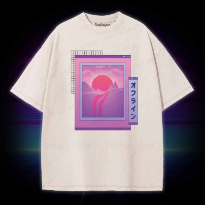 Soulisfree Vaporwave Japanese landscape Washed Tee