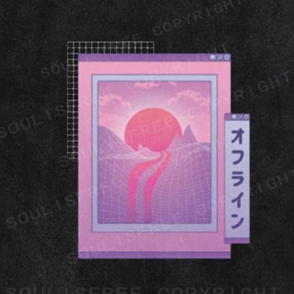 Soulisfree Vaporwave Japanese landscape Washed Tee
