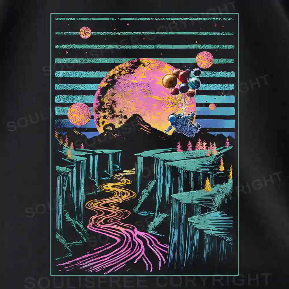 Moon And Balloon Asymmetrical Top With Side Drawstring