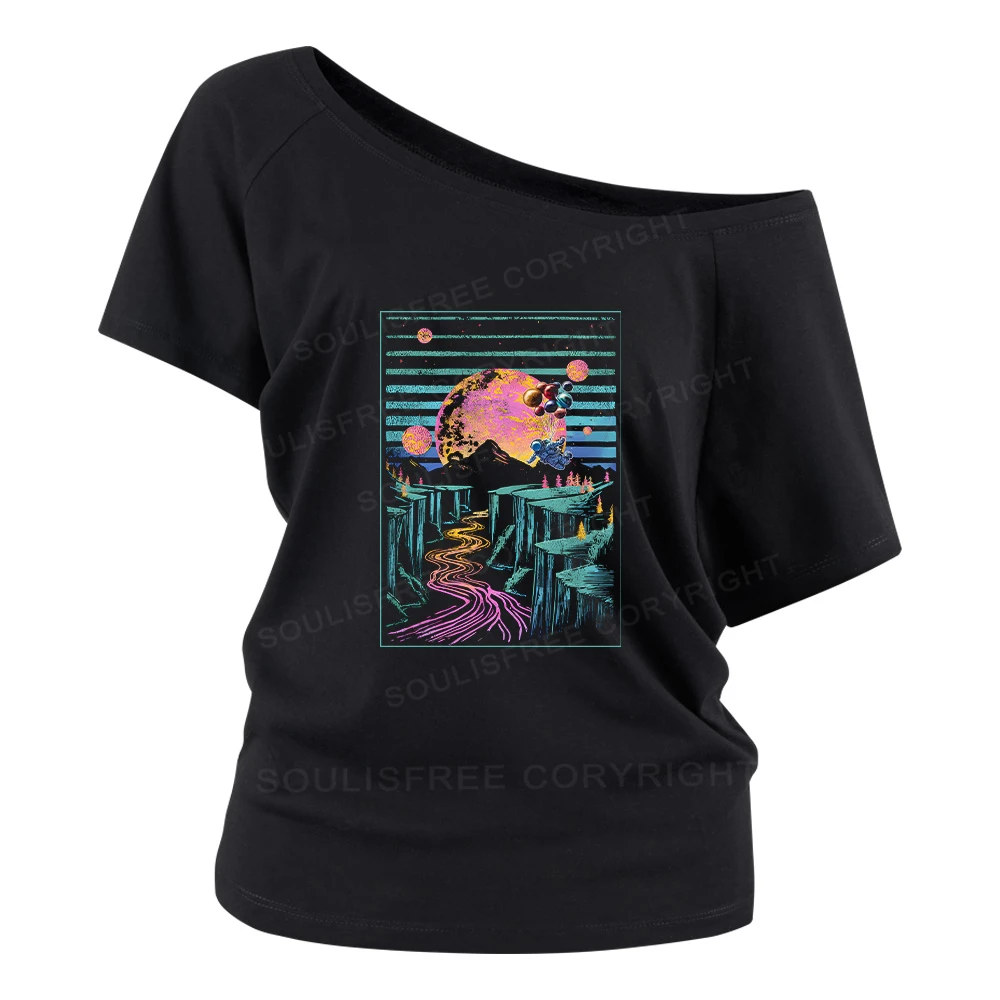 Moon And Balloon Off Shoulder Top